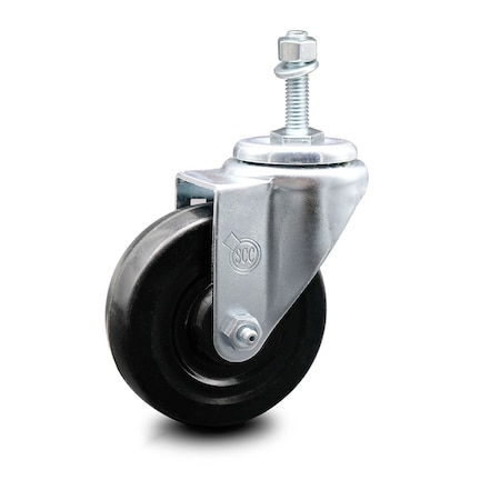 Service Caster 4 Inch Hard Rubber Wheel Swivel 10mm Threaded Stem Caster SCC-TS20S414-HRS-M1015